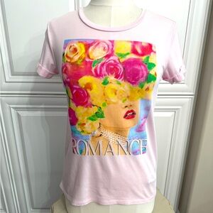 Smart Guess Women’s Size XS Pink Romance Art Easy T-Shirt Multicoloured Florals